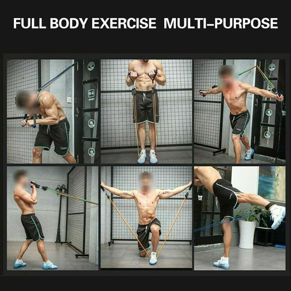 11Pcs/Set Pull Rope Belt Elastic Home Gym Fitness Exercise Resistance
